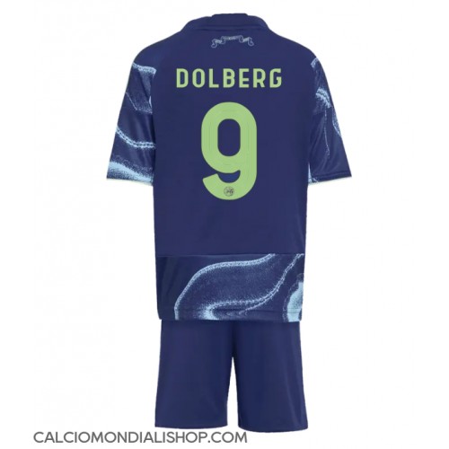 Maglie da calcio Ajax Kasper Dolberg #9 Seconda Maglia Bambino 2025-26 Manica Corta (+ Pantaloni corti)